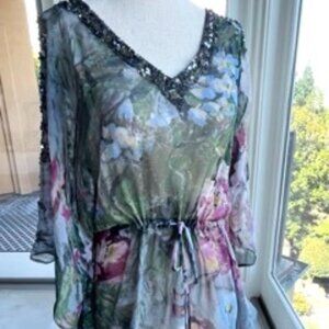 HAUTE HIPPIE Night Out Top - XS! Elegant Feminine Style w/ Silver Beads!